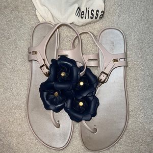[Melissa] Blush with Blue flowers Jelly Sandal - 7